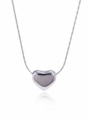 Stainless Steel Silver Tone Heart Pendant Necklace